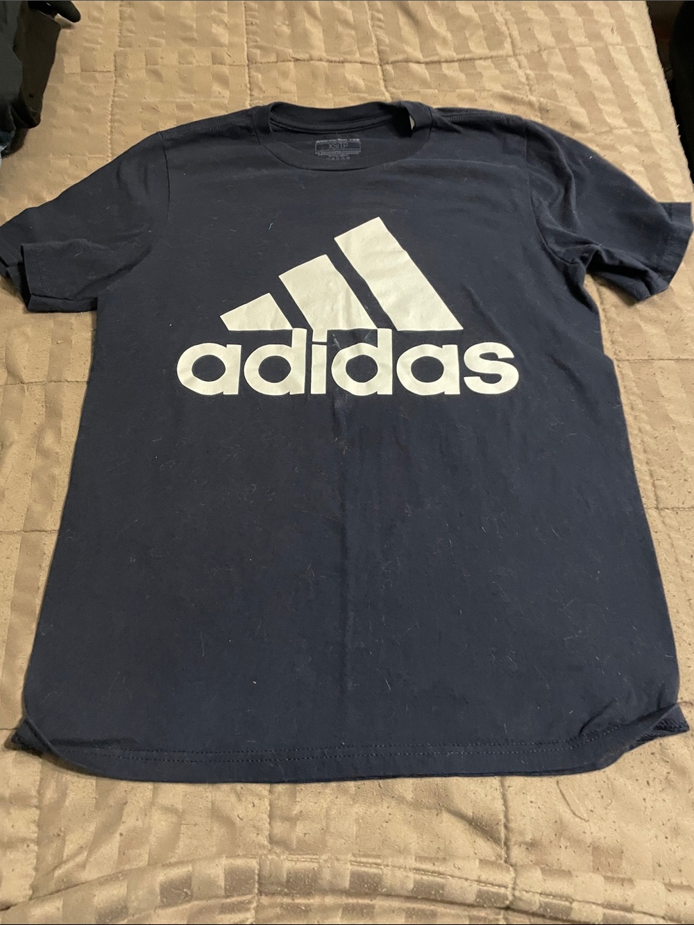 adidas Navy Short Sleeve Tee with White Logo